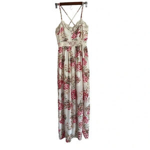 Altar’d State Maxi Long cross back floral and lace detailed dress (A80)